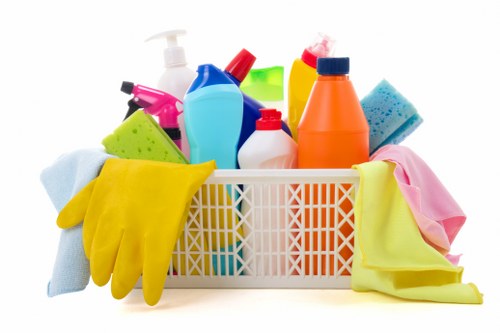 Professional carpet cleaning equipment in a home setting