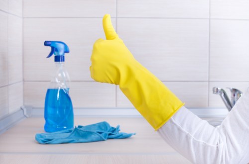 Cleaning newly fitted kitchen surfaces after building work in Westhampstead