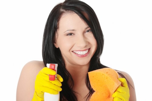 Cleaner treating a carpet stain with care
